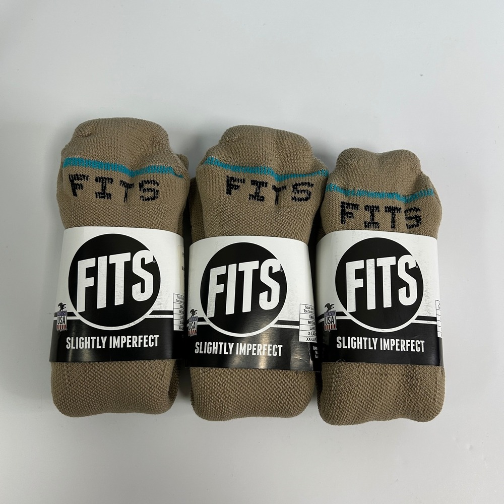 FITS Merino Wool Blend Crew Socks Unisex Medium Tan 3-Pack F1005X